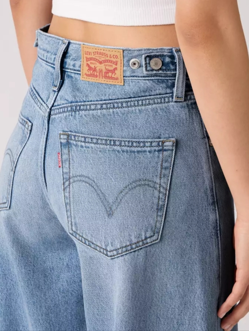 Levi's Cinch Barrel Jeans Med/light-wash High-rise Super Soft 28W 32L Comfy 90s - Picture 3 of 11